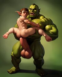 ai_generated anal_sex anal_sex fucked_from_behind gay huge_balls huge_cock male_only orc_male orc_on_goblin