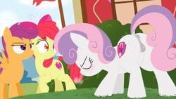 2017 absurd_res anatomically_correct anatomically_correct_pussy animal_genitalia animal_pussy anus apple_bloom_(mlp) ass blush closed_eyes cutie_mark dtcx97 earth_pony equine equine_pussy female feral friendship_is_magic group hair hi_res hooves horn horse mammal my_little_pony outside pegasus pony pussy pussy_juice scootaloo_(mlp) sweetie_belle_(mlp) unicorn wings young