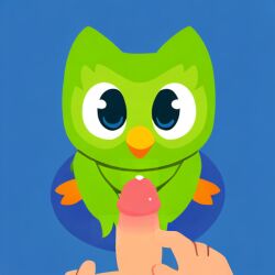 ai_generated bird duo_(duolingo) green_body penis