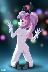 1girls ass ass_focus back_view bunny_ears equestria_girls my_little_pony naked nude nude_female only_female shoes sweetie_belle_(mlp) uotapo