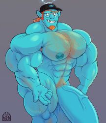 bodybuilder commission crocobu hyper hyper_balls hyper_cock hyper_genitalia hyper_penis hyper_testicles male male_only muscles muscular muscular_arms muscular_male original_character ych_result