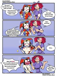 2girls areolae breasts comic english_text multiple_girls nipples pomni_(the_amazing_digital_circus) ragatha ragatha_(the_amazing_digital_circus) solo_female the_amazing_digital_circus white_body yumail