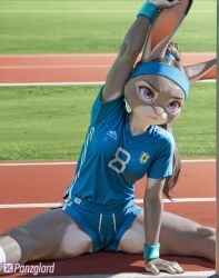 ai_generated cameltoe fur furry high_resolution highres hires judy_hopps panzglard sport sports_bra sports_uniform sportswear sweat zootopia zootopia_2