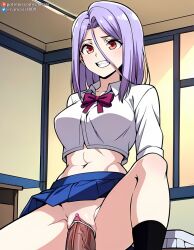 ai_generated bondage clenched_teeth cowgirl_position kwon_miya_(webtoon_character_na_kang_lim) large_breasts na_kang_lim_(webtoon_character_na_kang_lim) purple_hair ranwai red_eyes sex stable_diffusion uniform vaginal_penetration vaginal_sex webtoon webtoon_character_na_kang_lim