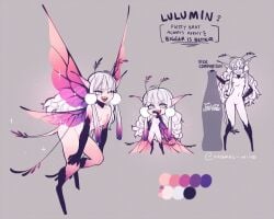 1girls antennae breasts butterfly_wings chibi english_text fairy female long_pointy_ears lulumin micro micro_female minigirl multiple_poses pale_skin size_comparison small_breasts solo standing tail umbral_wind wings wink