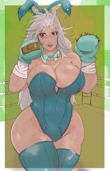 1girls big_breasts big_thighs biting_lip bowtie boxing boxing_gloves boxing_ring breasts bunny_ears bunnysuit cleavage curvy dorohedoro female female_only fighting_ring funkshire gloves jumpsuit large_breasts leotard light-skinned_female light_skin lips long_hair looking_at_viewer noi_(dorohedoro) red_eyes solo thick thick_hips thick_thighs thighs white_hair wide_hips