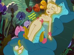 alice_in_wonderland alice_in_wonderland_(1951_film) breasts caterpillar crossover disney disney_fairies fairy nipples peter_pan_(1953_film) peter_pan_(disney) pussy restrained text the_caterpillar_(disney) tickling tinker_bell