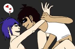 2boys 2d_(gorillaz) artist_request black_background black_eyes black_hair blue_hair brown_hair crying crying_with_eyes_open dark_brown_hair dark_hair dominant_male duo fingering fingering_partner fingering_pussy gay gay_sex get_the_freebies gorillaz gray_background grey_background heart holding_wrist holding_wrists implied_penetration implied_sex male moaning moaning_in_pleasure naked naked_male not_shaded nude nude_male phoo_action pixel_art pubes smiling stuart_pot submissive_male tagme_(artist) tan_skin tanned_skin terry_phoo top_surgery_scars violet_hair white_tank_top