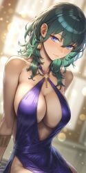 ai_generated blue_eyes breasts byleth_(fire_emblem) byleth_(fire_emblem)_(female) dclevesque female female_only fire_emblem fire_emblem:_three_houses green_hair looking_at_viewer nintendo solo