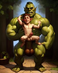 ai_generated anal_sex anal_sex fucked_from_behind gay huge_balls huge_cock male_only orc_male orc_on_goblin