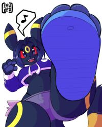 big_breasts breasts female furry macro nyx_(p4wsized) p4wsized pokémon_(species) pokemon size_difference thick_thighs umbreon underboob wide_hips