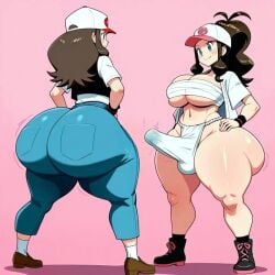 1futa 1girls ai_generated ass ass big_ass big_breasts big_butt breasts erection erection_under_clothes erection_under_loincloth fundoshi fundoshi_futanari fundoshilover101 futanari game_freak happi_(clothing) hilda_(pokemon) huge_ass huge_breasts huge_butt loincloth nintendo pokemon sarashi yamakasa yamathegod_(style)