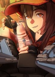 1girls 2boy 3d 3d_(artwork) big_penis bridget brown_hair brown_hair_female brunette_hair clothed clothed_female clothed_male erect_penis erection exposed_penis femboy giant giant_couple giant_femboy giant_male giant_woman giantess guilty_gear guilty_gear_strive handjob height_difference may_(guilty_gear) penis precum salemgts size_difference tied_to_penis video_game_character