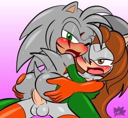 anthro furry futa_on_male futanari futanari_penetrating green_eyes green_hair male_penetrated pooh_"phantom"_redgrave samantha_the_hedgehog scar_across_eye scar_on_face sirjzau sonic_(series) stockings