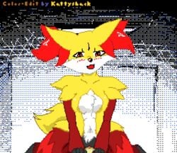 animated anthro blush bouncing_breasts breasts chest_tuft clitoris color_edit colored cowgirl_position delphox dipstick_tail duo edit fangs female female_focus flipnote_studio fur happy human human_on_anthro inner_ear_fluff interspecies kattyshack male male_human/female_anthro male_human/female_pokemon male_penetrating mammal midriff multicolored_fur multicolored_tail nintendo on_top open_mouth penetration pixel_art pokémon_(species) poképhilia pokemon pussy red_eyes red_fur sex smile solo_focus straight tuft vaginal_penetration video_games white_fur yellow_fur zoruken