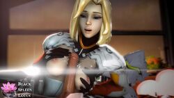 3d animated areolae blackspleenlotus blonde_hair blue_eyes breasts cum erection female gency genji male mercy nipples no_sound overwatch paizuri penis source_filmmaker straight video