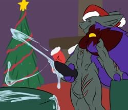 2017 anthro balls canine christmas christmas_tree clothing cum holidays johnithanial knot legwear male male_only mammal masturbation messy muscular nintendo orgasm penis pokémon_(species) pokemon pokemon_(species) pokemon_bw smaller_version_at_source solo solomon_(johnithanial) standing stockings tree video_games zoroark