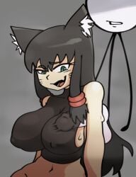 1boy 1boy1girl 1girls alternate_version_available animated animated_gif armpit_fetish armpit_sex armpits bcausart belly belly_button black_hair black_topwear breasts cat_ears catgirl clothed_female_nude_male clothed_sex clothesjob green_eyes lulu_(x-venture) male male/female not_henry paizuri paizuri_under_clothes penis_under_clothes sex sideboob sideboob_paizuri stickman tagme the_golden_age_of_adventures topwear twin_braids white_penis x-venture