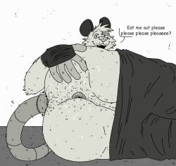 american_opossum anal_request anthro anus begging big_butt bodily_fluids body_hair bottomwear bottomwear_down butt butt_hair clothed clothing dialogue digital_media_(artwork) english_text fingers fur genitals grey_body greyscale hand_on_butt hand_on_own_butt inviting looking_at_viewer looking_back lying male male_anthro mammal marsupial monochrome on_side open_mouth oral_request pants pants_down partially_clothed presenting presenting_anus presenting_hindquarters rear_view requesting sex_request simple_background smile solo speech_bubble spread_anus spread_butt spreading stinkdyde sweat sweatdrop sweaty_butt tail talking_to_viewer teeth text virginia_opossum