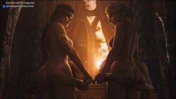 3d areolae ass ass_focus ass_grab boobs breast butt butt_focus butt_grab cd_projekt_red cerys_an_craite ciri grabbing grabbing_ass light-skinned_female light-skinned_male light_skin naked naked_female nipples nude nude_female ponytail red_hair squish squished_ass squishy_butt the_witcher_(series) the_witcher_3:_wild_hunt tits tomoganim white_hair