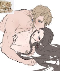 1boy 1girls blonde_hair blue_eyes brown_hair class_difference completely_nude earrings elegant elf elf_ears elf_female elf_girl elf_male eyelashes farmer kara5u_l licking link link_(twilight_princess) lips lipstick looking_at_viewer male_on_top nintendo noblewoman princess princess_zelda royalty ruler_and_subject the_legend_of_zelda twilight_princess wholesome zelda_(twilight_princess)