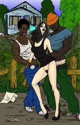 2boys dark-skinned_male dark_skin female illustrated-interracial interracial restrained wbith