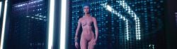 3d 3dcg absurd_res absurd_resolution bare_shoulders blue_hair blue_hair_female blue_moon_(cyberpunk_2077) bracelets choker cleavage collarbone cyberpunk_(series) cyberpunk_2077 edited_screencap emotionless emotionless_female erect_nipples expressionless game_mod highres indifferent large_breasts navel pussy short_hair_female uncaring_female witchwandamaximoff