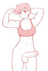 1futa abs balls bottomless breasts cleavage dickgirl dross erection foreskin futa_only futanari intersex looking_at_viewer monochrome muscles muscular muscular_futanari penis solo solo_futa testicles uncircumcised uncut