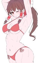 1girls bikini breasts long_hair mikan7f reimu_hakurei swimsuit tagme touhou