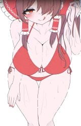1girls bikini breasts long_hair mikan7f reimu_hakurei swimsuit tagme touhou