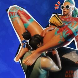 2boys 3d_(artwork) afromuso big_ass big_butt big_penis blender_(software) blender_eevee_next cum eating_ass facial_hair foreskin fortnite fortnite:_battle_royale gay king_krab lifted_by_another male male_only muscular muscular_male nude nude_male rimming self_upload spit sunglasses sweat sweating tattoo toshiro_(fortnite) watermark
