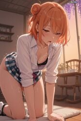 yuigahama_yui my_teen_romantic_comedy_snafu skirt solo white_shirt bra hair_bun open_mouth collared_shirt black_bra blush all_fours bangs cum_in_mouth indoors socks orange_hair tongue school_uniform single_hair_bun plaid_skirt tongue_out open_shirt collarbone short_hair open_clothes sobu_high_school_uniform plaid trembling after_fellatio dress_shirt cum_on_tongue skirt_lift brown_eyes pillow cum_on_body drooling half-closed_eyes pleated_skirt kneeling miniskirt orange_eyes single_side_bun long_sleeves clothes_lift ribbon black_panties on_bed medium_hair white_socks tears hair_between_eyes lace-trimmed_bra bed arm_support checkered_skirt panties_around_one_leg sleeves_rolled_up kneehighs yellow_eyes no_panties double_bun partially_unbuttoned unbuttoned_shirt bow bow_bra underwear cum sweat thighs saliva cumdrip after_sex panties cum_string watermark saliva_trail ass hips butt rear big_ass huge_ass curvy_hips huge_hips wide_hips bubble_butt curvy curvy_body curvaceous_figure curvaceous_body curvaceous_hips curvaceous_thighs curvaceous_ass curvaceous curvy_thighs thick_thighs thick_legs curvy_figure thick_hips thick_butt voluptuous voluptuous_body wide_thighs wide_ass slim_waist big_thighs plump_thighs saliva_string saliva_drip saliva_on_face saliva_on_tongue curvy_male voluptuous_male voluptuous_femboy cum_in_ass anal after_anal cum_on_chest anal_juice anal_juice_string anal_juice_trail ai_generated mature paid_reward_available shiny_skin skindentation solo_focus sweating velutinx visible_breath wet_skin heavy_breathing sweaty sweaty_body breath shiny_hair wet wet_body mature_male androgynous femboy femboy_focus femboysub feminine_body feminine_faced_male feminine_male feminization male_focus male_only otoko_no_ko tiny_penis trap pear-shaped_figure pear_shaped 1femboy skinny_male flat_chest
