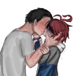 2boys ahoge blood blood_drip crying crying_with_eyes_closed fat_bastard fearful_expression forced forced_kiss gay half_body kiss kissing male/male male_focus male_only mob molestation molested nails_digging_into_skin nails_scraping no_penetration no_sex no_visible_genitalia red_hair sexual_assault sobbing sweat sweating_profusely sweaty tagme takumi_sumino tears the_hundred_line_-last_defense_academy- white_background yaoi yawnyawno