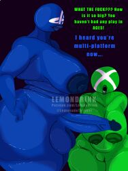 2d big_ass big_balls big_butt big_penis big_thighs curvy dialogue hand_on_hip height_difference humanization imminent_sex lips nipples patreon_username playstation puffy_lips pussy somethinsour text thick_ass thick_thighs veiny_penis voluptuous xbox xbox_game_studios