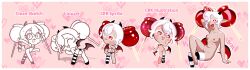 accurate_art_style ahoge armpits arms_behind_head bandaid bandaid_on_pussy blush candy_apple candy_apple_cookie cookie_run cookie_run_kingdom cookie_run_witch's_castle crossed_legs cute_fang feet female heart heart-shaped_pupils heart_pasties heart_symbol horn horns kneesocks lingerie nude pointy_ears pussy red_eyes sitting soff_doll tagme undressing white_hair wings wink