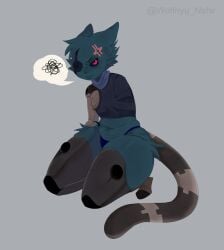 angry_face big_ass cartoonwizzard cat_ears cat_tail crouching curvy_hips cyborg eye_patch feline femboy furry furry_cat original_character pepper_(cartoonwizzard) prosthesis robotic_arm robotic_legs thick_ass thick_thighs wolfnyu