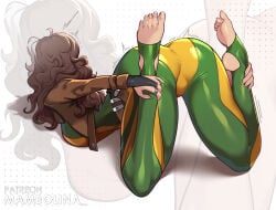 marvel marvel_rivals marvel_comics patreon x-men rogue_(x-men) rogue_(marvel_rivals) mambolina 1girls female female_only female_focus feet feet_up feet_fetish solo solo_focus solo_female breasts back_view ass ass_focus thick_thighs thighs thighhighs thick_ass butt light_skin light-skinned_female 2d 2026 patreon_username watermark hi_res tagme ass_up big_ass bodysuit bubble_butt anna_marie lying hands_on_legs hair long_hair brown_hair white_hair two-tone_hair barefoot curvy curvy_figure curvaceous curvy_female curvaceous_ass curvy_body fat_ass jacket voluptuous voluptuous_female