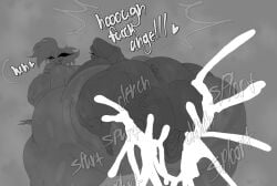 1boy 1boy1futa 1futa 2026 2d 2d_(artwork) 2d_artwork anal anal_sex angel_dust angel_dust_(hazbin_hotel) ass_bigger_than_head bent_over big_ass big_balls bigger_male charlie_morningstar charlie_morningstar_(hazbin_hotel) cum cum_inside dialog dialogue futa_on_male futanari greyscale hazbin_hotel heavensthroat holding_ass naked naked_female naked_male onomatopoeia sharp_fingernails sharp_teeth smaller_female smiling smiling_at_partner steam sweat sweaty_body text thick_thighs visible_anus vivziepop