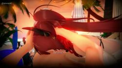 3d animated anwasd arknights beach bikini blowjob breasts fellatio female female_on_top iwara lingerie moan nude oral public_indecency public_sex red_hair riding riding_penis saliva sex sound surtr_(arknights) tagme video