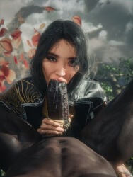 3d absurd_res asian asian_female big_penis black_hair blowjob brown_eyes brunette clair_obscur:_expedition_33 cum cum_inside currysfm dark-skinned_male dark_skin dripping_semen eyelashes face_tattoo fat_cock female forearm_cock huge_cock huge_penis interracial light-skinned_female light_skin lune_(clair_obscur:_expedition_33) makeup male_pov mascara medium_hair oral oral_sex pov realistic sandfall_interactive semen_in_mouth smile smiling tattoo thick_cock thick_penis veiny_penis