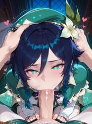 1girls 2025 2boys ai_generated androgynous anime anime_style arisua artist_name beret blue_hair blush boobs braid breasts cape crossdressing deepthroat erection fellatio flower genshin_impact green_eyes green_headwear hat head_grab heart heart-shaped_pupils hi_res high_quality high_res high_resolution highres long_sleeves looking_at_viewer male_focus multicolored_hair multiple_boys oral otoko_no_ko otokonoko pantyhose patreon patreon_username penis pov skindentation solo_focus symbol-shaped_pupils trap twin_braids uncensored veins veiny_penis venti_(genshin_impact) watermark yaoi