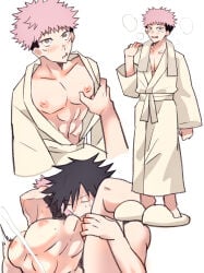 jujutsu_kaisen itadori_yuuji yaoi gay fushiguro_megumi sex gay_sex muscular cum pecs nipples