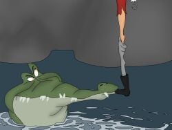 barefoot biting_clothes biting_foot boot captain_hook comeuppance crocodile damsel_in_distress disney_villains female_prey foot foot_bite genderswap_(mtf) hook hook_hand indecentlasses mshook peril peter_pan_(disney) pirate pirate_girl reptile rule_63 single_bare_foot single_shoe single_sock socks tick-tock tick_tock tick_tock_crocodile torn_pants villainess vore vore_peril water