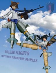 strike_witches francesca_lucchini miyafuji_yoshika diaper diaper_fetish knotalot