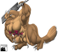 animal_genitalia balls big_balls big_breasts big_claws big_muscles big_nipples breasts charr claws digitigrade extreme_muscles feline furgonomics furry-specific_piercing futanari genital_piercing guild_wars horn huge_balls hyper hyper_balls hyper_sheath intersex long_neck mammal melee_weapon muscular nipple_piercing nipples partially_sheathed piercing sheath sheath_piercing sword thick_thighs video_games weapon xatanlion