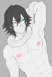 1boy 1male ai_generated bara big_penis bottom_pov civitai enticing gay gay_male illustrious_(stable_diffusion) implied_sex male male_focus male_only male_prey nude queer stable_diffusion sweat sweating tied_up yaoi black_and_white showing_off jerking jerkingoff one_arm_up arms_behind_head smirking_at_viewer smirking smirk tongue_out kimetsu_no_yaiba demon_slayer obanai_iguro iguro_obanai
