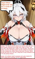 1boy 1boy1girl 1female 1girl 1girl1boy 1girls 1male1female 1woman ahoge ai_generated armor armored_dress armored_female bare_shoulders big_boobs big_breasts big_tits black_crown blushing blushing_female bodysuit boobs boobs_bigger_than_head breastplate breasts breasts_bigger_than_head busty busty_female cape captain_(honkai_impact) cleavage cleavage_cutout cleavage_dress cleavage_window clothing_cutout crown curvaceous curvaceous_body curvaceous_female curvaceous_figure curvaceous_hips curvaceous_thighs curvy curvy_body curvy_female curvy_figure curvy_hips earrings english english_dialogue english_text exposed_thighs eyes faulds female female/male female_focus female_knight femme_fatale gauntlets giant_breasts glaring glaring_at_viewer hair_between_eyes hair_ornament hallway high_ponytail hips honkai_(series) honkai_impact_3rd hourglass_figure hourglass_figured_female hoyoverse huge_breasts huge_cleavage image kiana_kaslana kiana_kaslana_(herrscher_of_flamescion) knight_armor large_boobs large_breasts large_tits lights lips long_hair long_white_hair male male/female mature_body mature_female mature_woman mihoyo minidress orange_earrings orange_text plump_boobs plump_breasts plump_hips plump_thighs plump_tits ponytail red_text sexy sexy_dress sexy_female solo_female speech speech_bubble tabard text text_box thighhighs thighs tits tits_bigger_than_head voluptuous voluptuous_female voluptuous_woman white_hair white_hair_female white_minidress white_tabard wide_hips