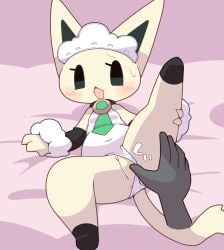 2025 anthro anus arm_warmers armwear bedding bedding_background biped black_inner_ear breasts cat_tail cel_shading clitoral_hood clothed clothed_anthro clothed_female clothing clothing_aside crepix curvy_figure digital_drawing_(artwork) digital_media_(artwork) duo felid feline female female_anthro front_view fur genitals leotard leotard_aside lying maid_headdress mammal mostly_clothed on_back plantigrade shaded simple_eyes small_breasts stubby_legs tan_body tan_fur vulva white_clothing white_leotard