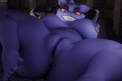 1girls nude nude_female big_breasts thick_thighs 3d looking_at_viewer gengar pokemon darkflash23