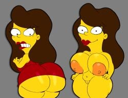 1girl 20th_century_studios big_areola brown_hair completely_naked dress female female_only grey_background half-dressed half_naked lipstick maya_(simpsons) medium_breasts red_dress red_lipstick self_upload shortstack simple_background solo_female the_simpsons thick_ass thick_hips thick_thighs tiny_female weird00d